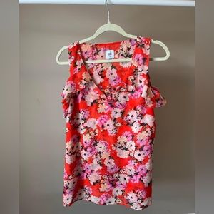 Lush Floral Cold Shoulder Cabi Blouse